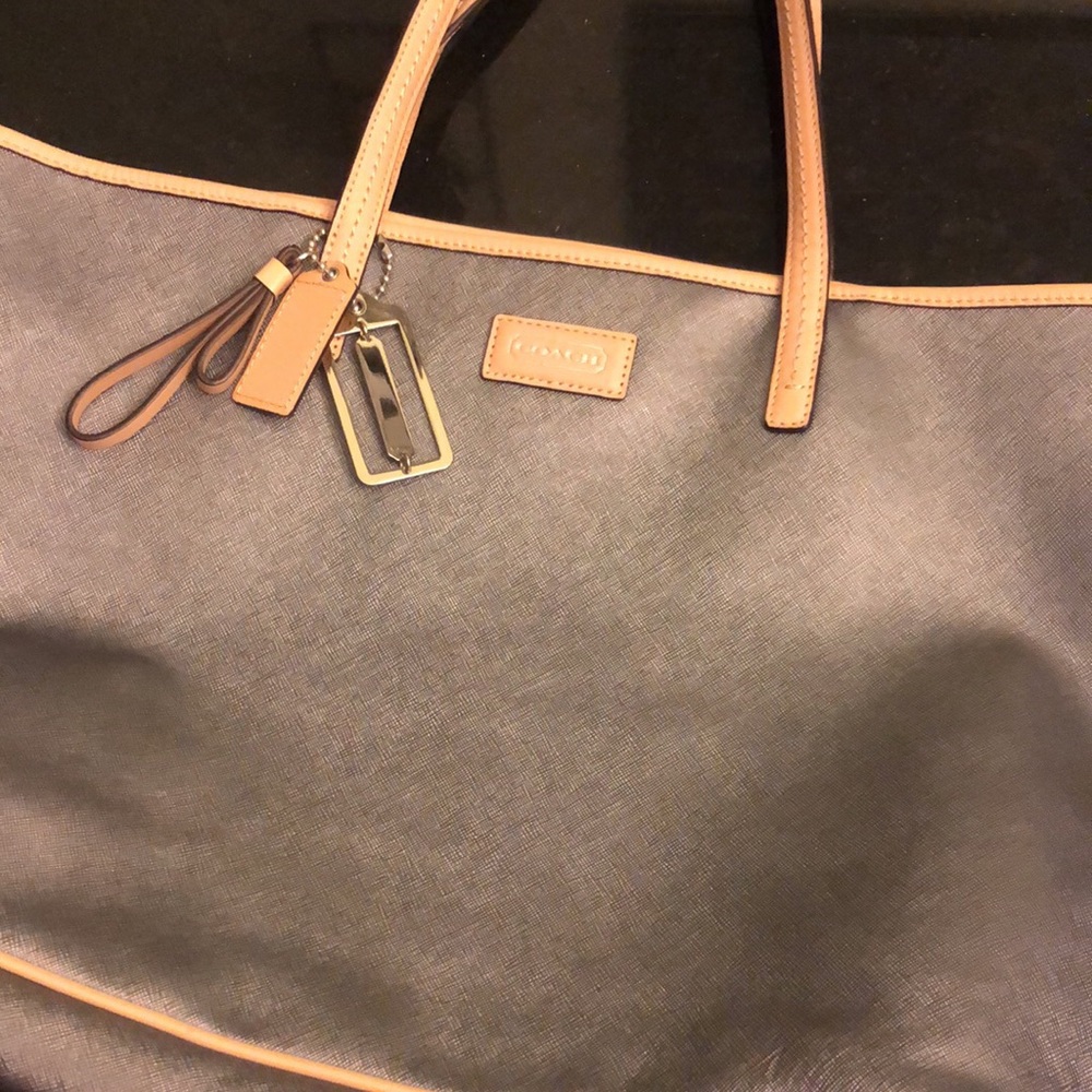 COACH Silver & Tan Tote